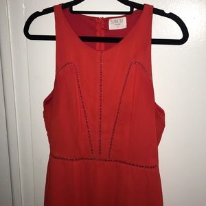 Coral cocktail dress with tulip skirt